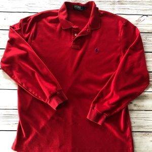 Polo Ralph Lauren Mens Red Polo Long Sleeve